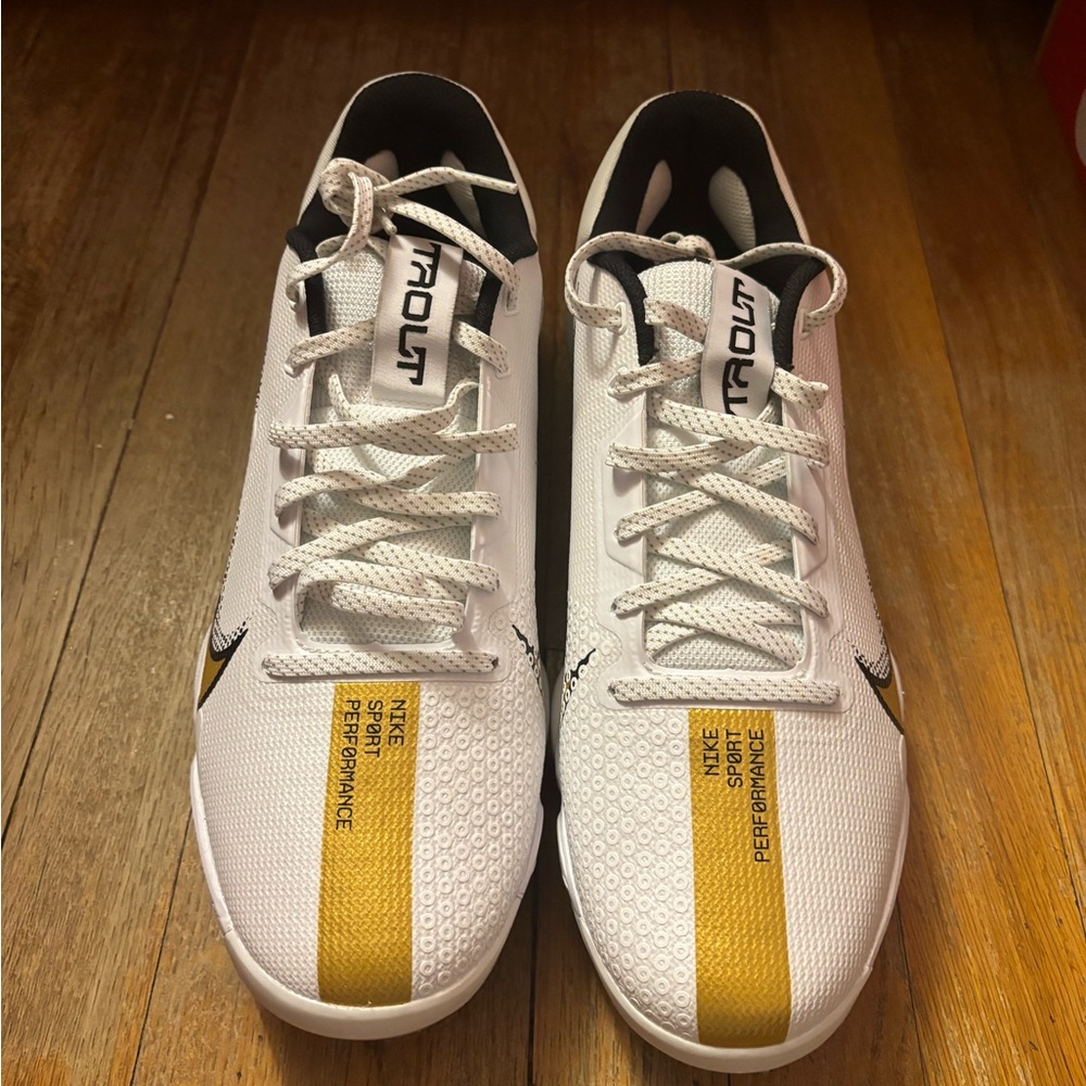 Nike Men's Force Zoom Trout 7 CQ7224-106 White Lace Up Baseball Cleats Sizes - Picture 2 of 7